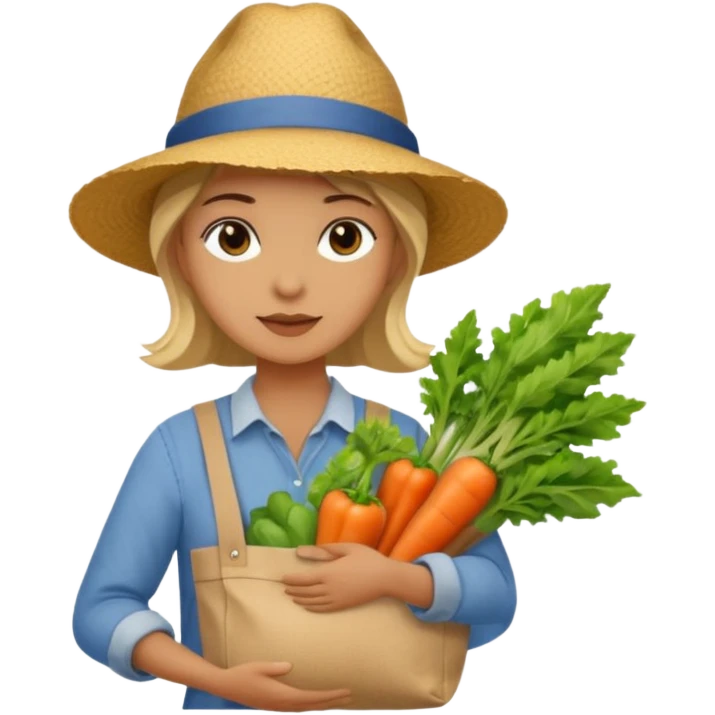 Shopper with veggie tote,Farmers’ Market emoji