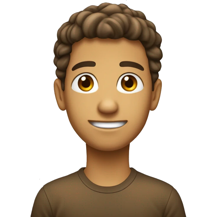Jovem branco, cabelo castanho claro liso jogado pra direita com um degradê, olhos castanhos escuros emoji