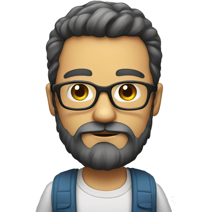 nerd with beard but no mustache and no glass in eye only head emoji