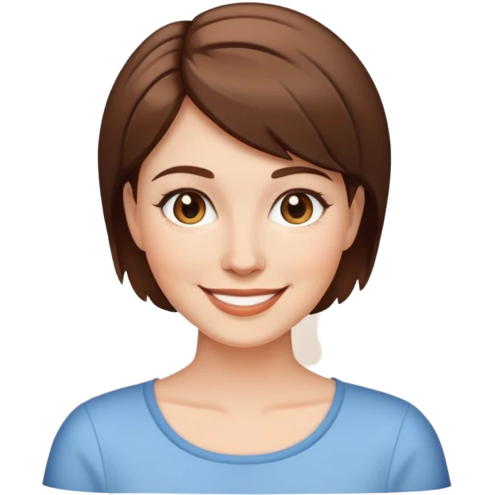 mujer blanca cabello corto y castaño sonriendo  emoji