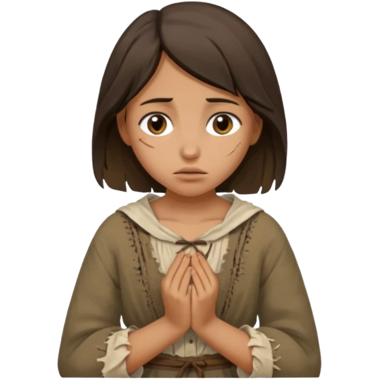 Brunette and tan peasant Girl begging emoji