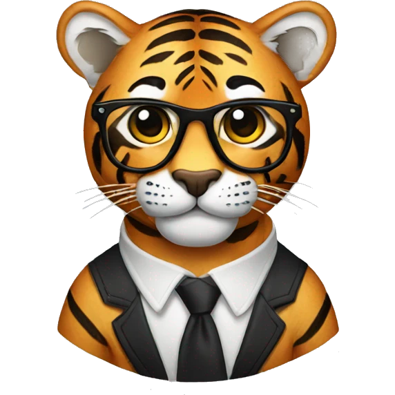 tiger with black glasses emoji