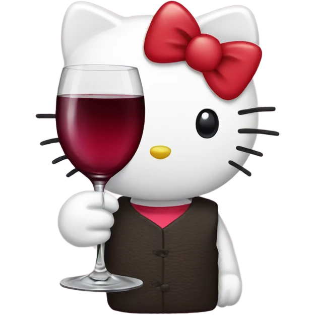 Hello Kitty drinking red wine emoji