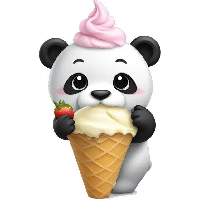 Panda eating ice cream has  emoji