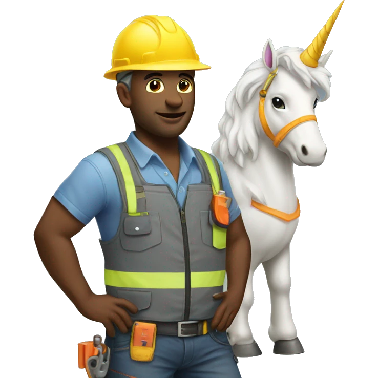 construction worker with unicorn emoji
