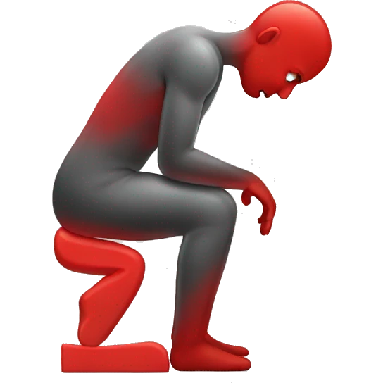 man struggle with back pain with a red area emoji