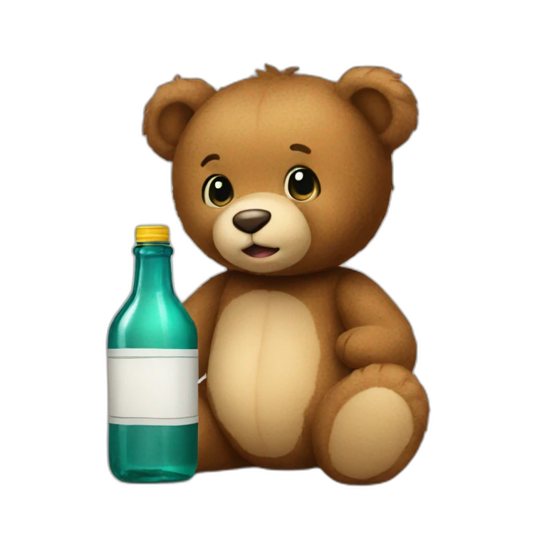 a teddy bear with a bottle emoji