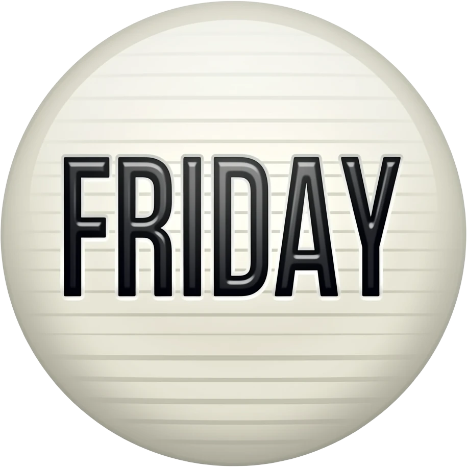 Friday, the word, all caps, flashy emoji