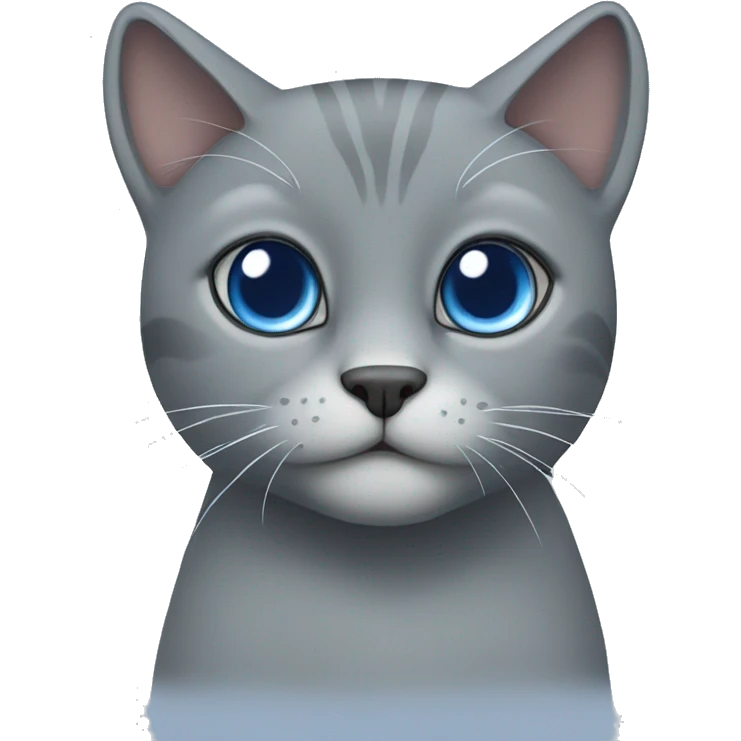 A gray cat with a blue flower emoji