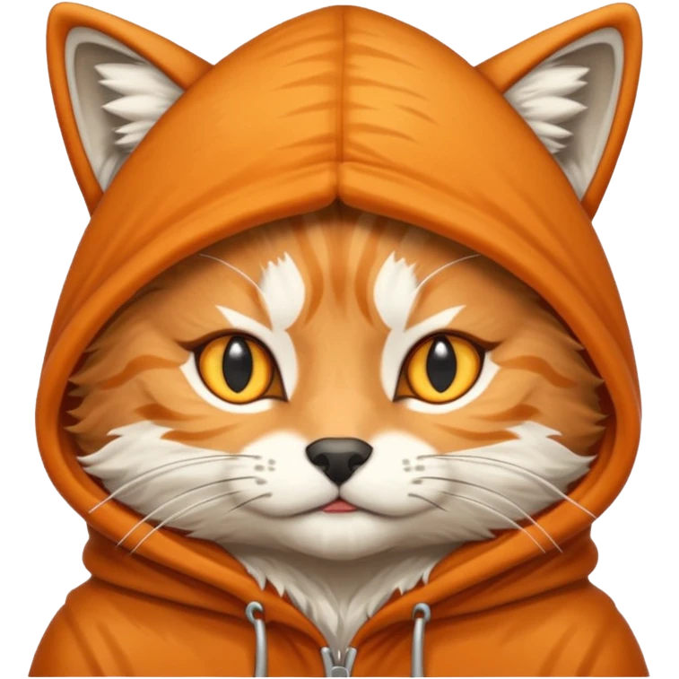 The emoji orange cat with a wolf's hood on its head
Lire this emoji