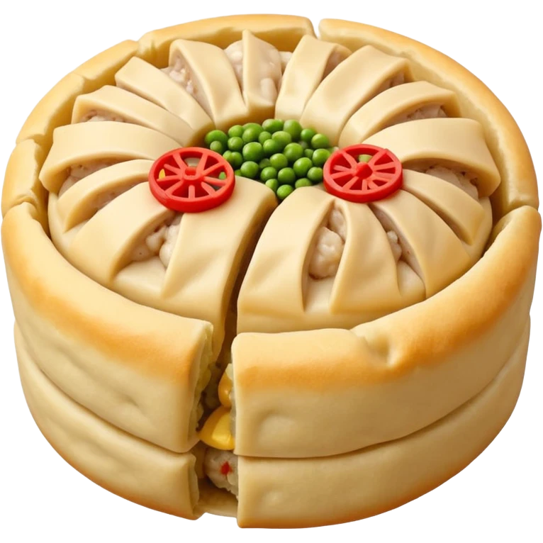 siu mai (a type of dim sum, just 1 cube of white color fish patty wrapped by yellow dough, leaving only the top part unwrapped, shape looks like short cylinder shape) emoji