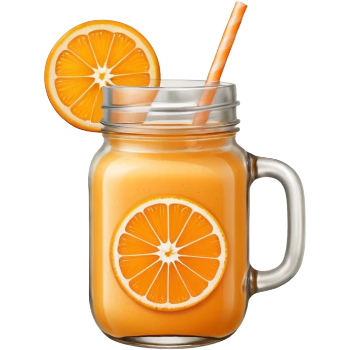orange smoothie emoji mason jar filled with orange smoothie, orange slice garnish, fresh and vibrant emoji