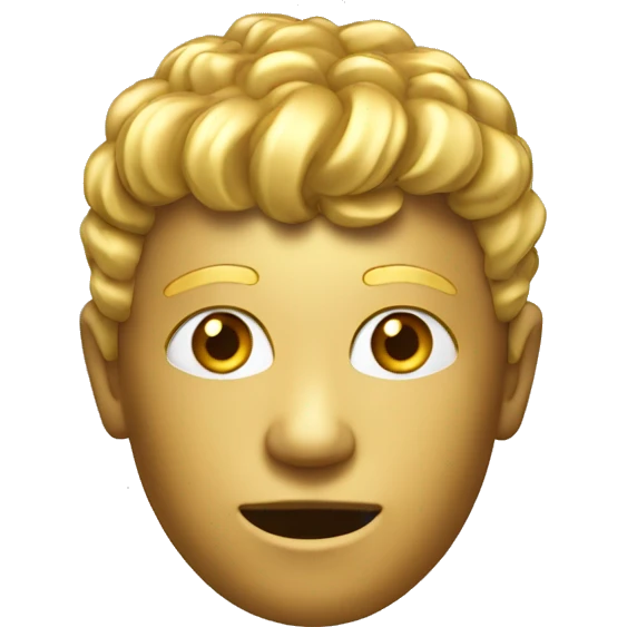 gold head with a hand as a body emoji