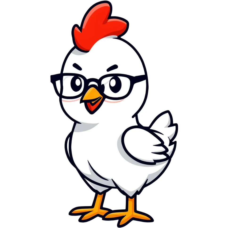 Chicken with glasses emoji