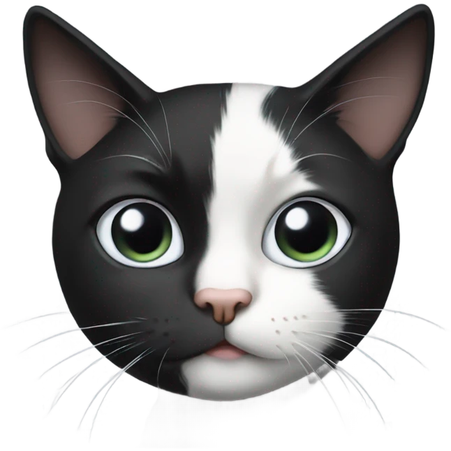 Black and white cat black towards left eye emoji