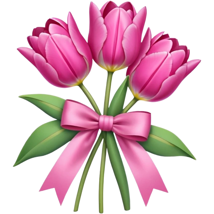 Pink tulips with a bow emoji