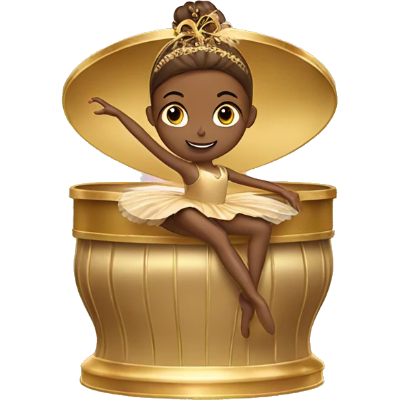  brown ballerina in a gold music box emoji