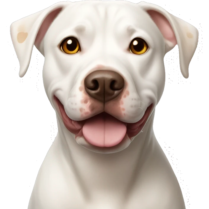 White pitbull lab mix with brown spot on his right eye  emoji