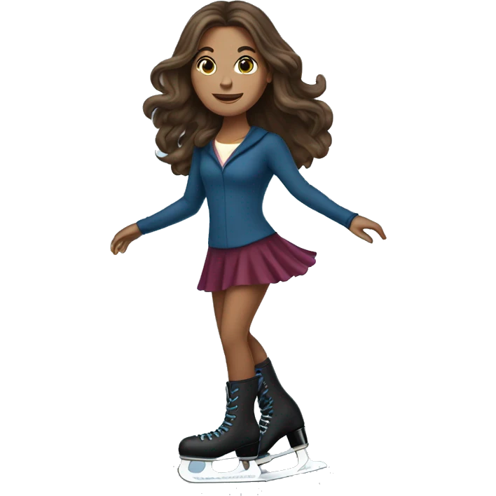 brunette woman with long hair ice skating  emoji