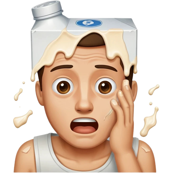 man with a spilled milk carton wailing emoji