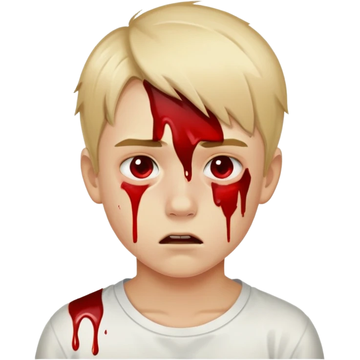 Young boy with blonde hair and blood running down his face  emoji