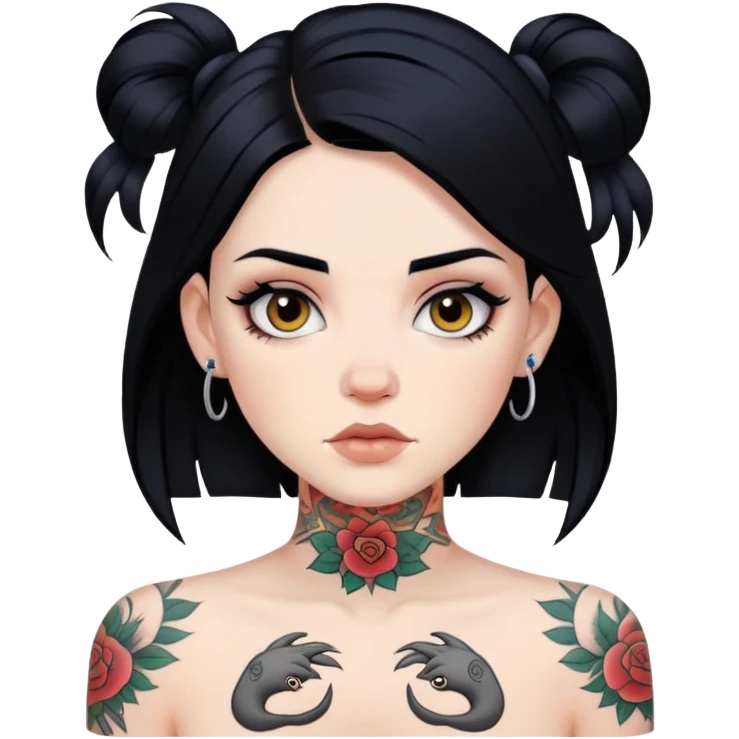 Pale girl with black hair and tattoos emoji