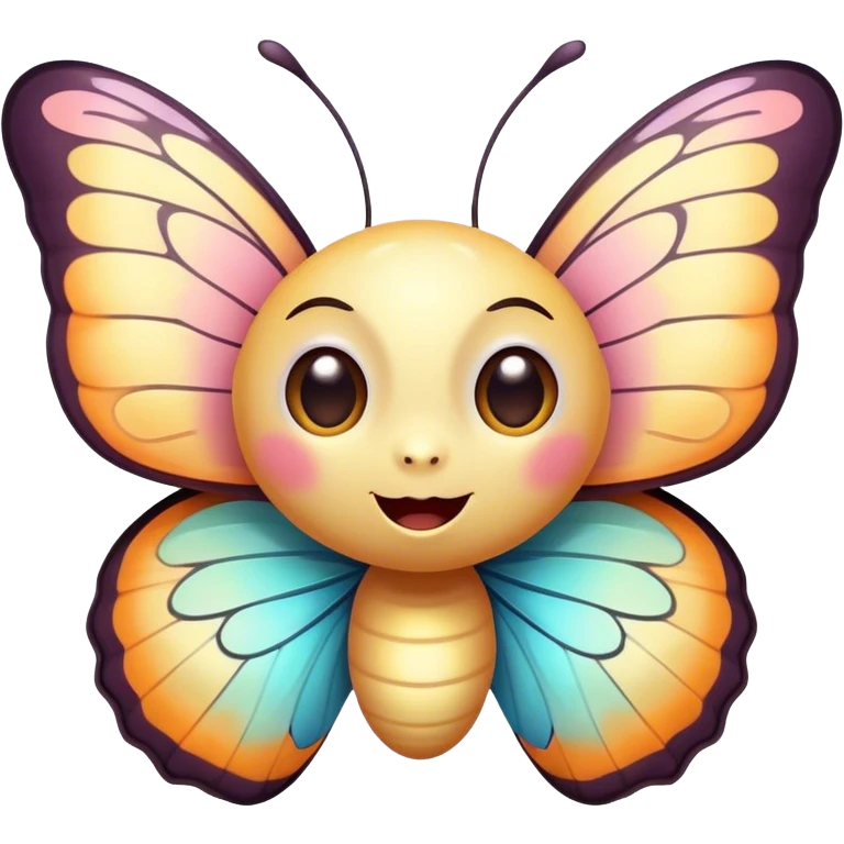 Cinematic Cheeky Butterfly Portrait Emoji, Head tilted dramatically with an exaggeratedly surprised expression, featuring a petite, vibrant body with wide, comically expressive eyes full of playful mischief and animated, fluttering wings, Simplified yet hilariously expressive features, highly detailed, glowing with a slightly sassy pastel glow, high shine, dramatic yet playful, stylized with an air of cheeky garden mischief, soft glowing outline, capturing the essence of a meme-worthy butterfly that looks ready to flutter its way into viral fame! emoji