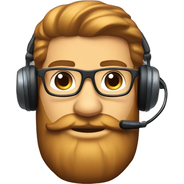 Chaval de 22 años con barba jugando con mandos de nintendo switch, cascos gamer y gafas emoji