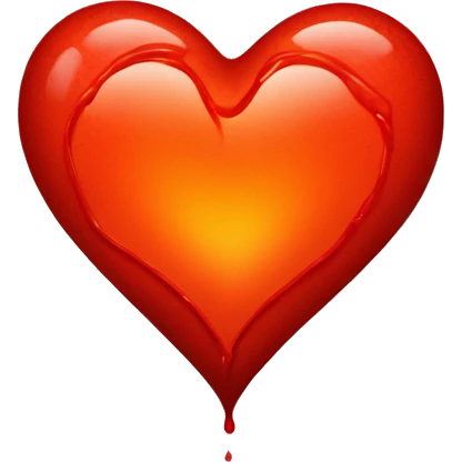 bleeding red heart shape glowing red-orange emoji
