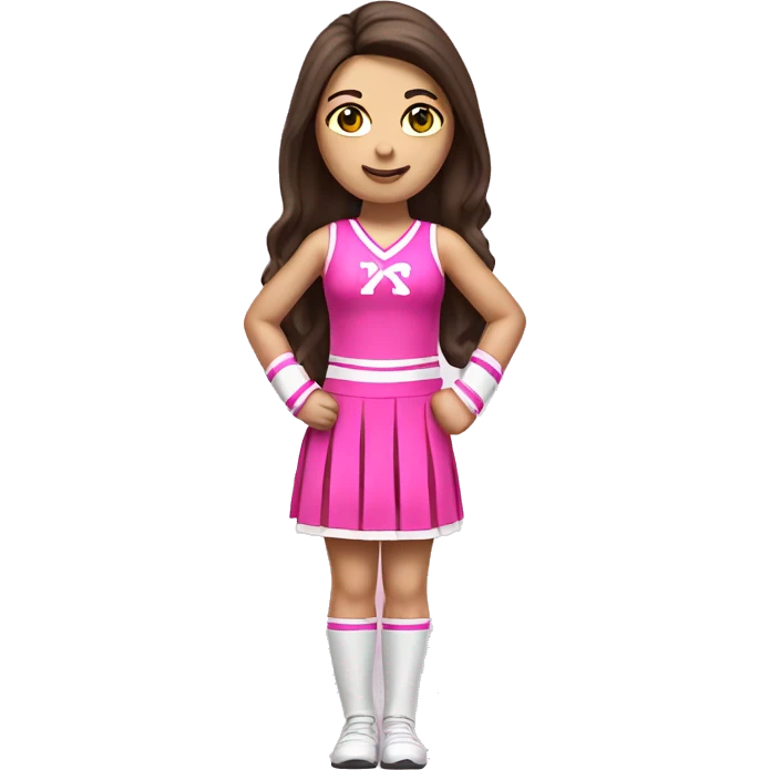 Brunette Caucasian cheerleader in pink, full body emoji