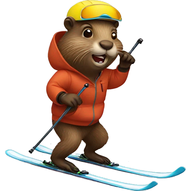 Skiing beaver emoji