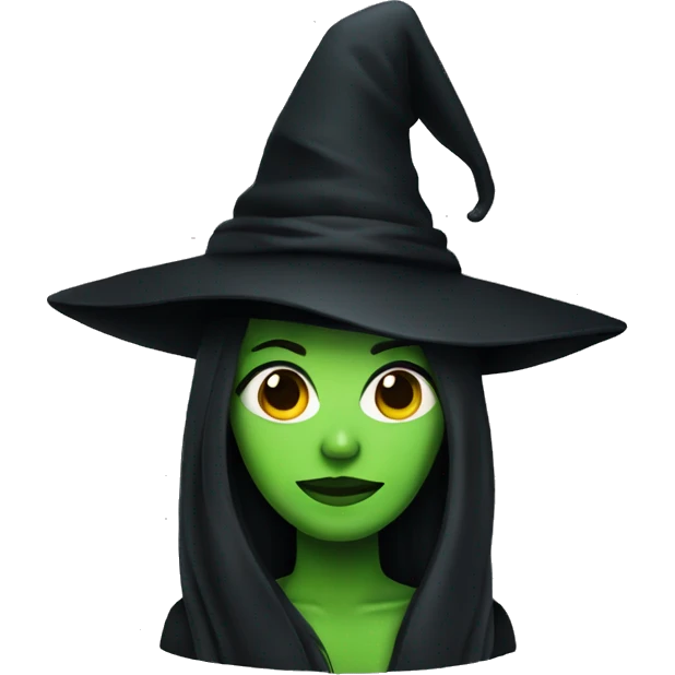 green woman with black witch hat  emoji