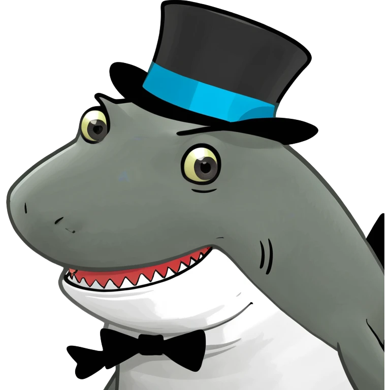 Shark with a top hat emoji