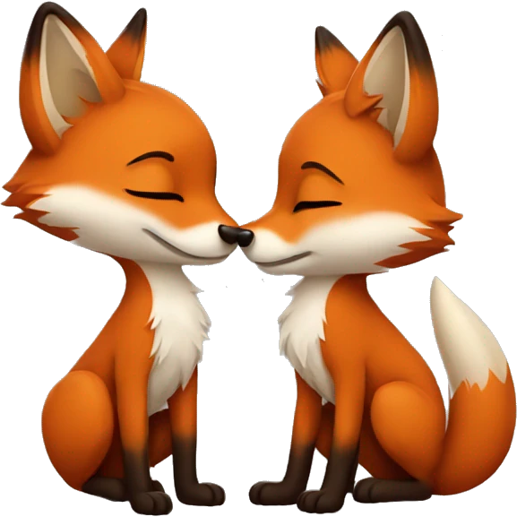 Two foxes kissing  emoji