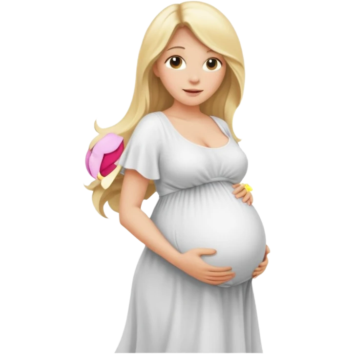 Kobieta blondynka długie włosy w ciąży duże cycki emoji