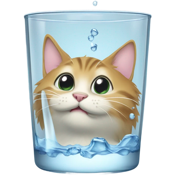 the cat drinks water from a glass emoji