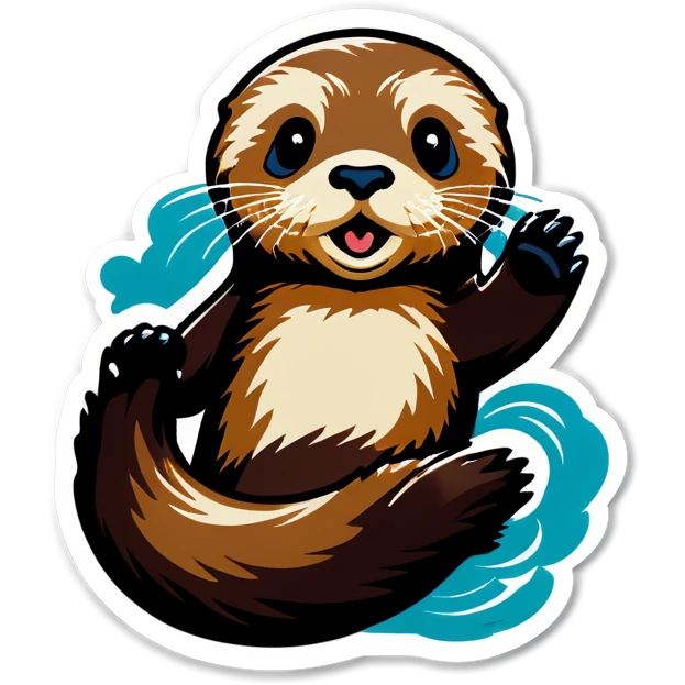 Sea otter waving hello emoji