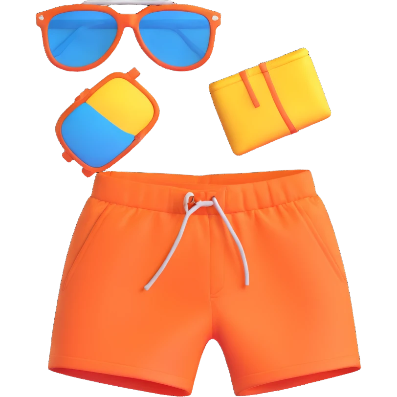 beach swim shorts and separate sunglasses arranged together in same image emoji