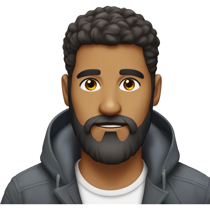 bold guy with a full beard, brown eyes olive skin, bushy eyebrows emoji