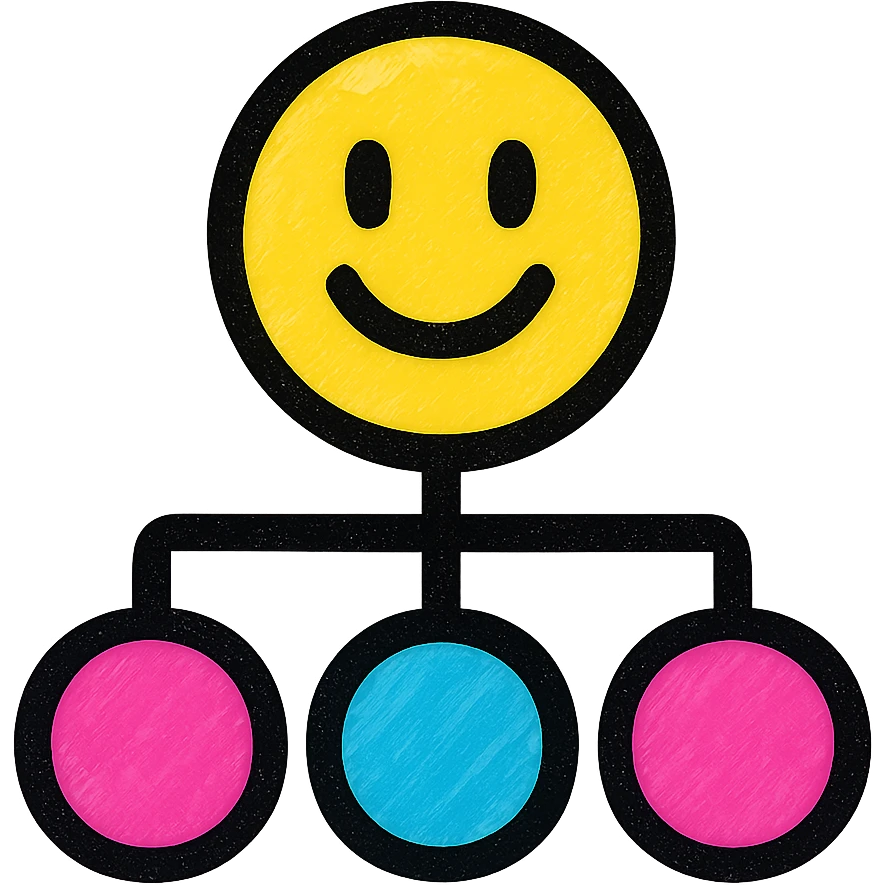 A network node emoji with a minimal design, bold outlines, and vibrant colors emoji