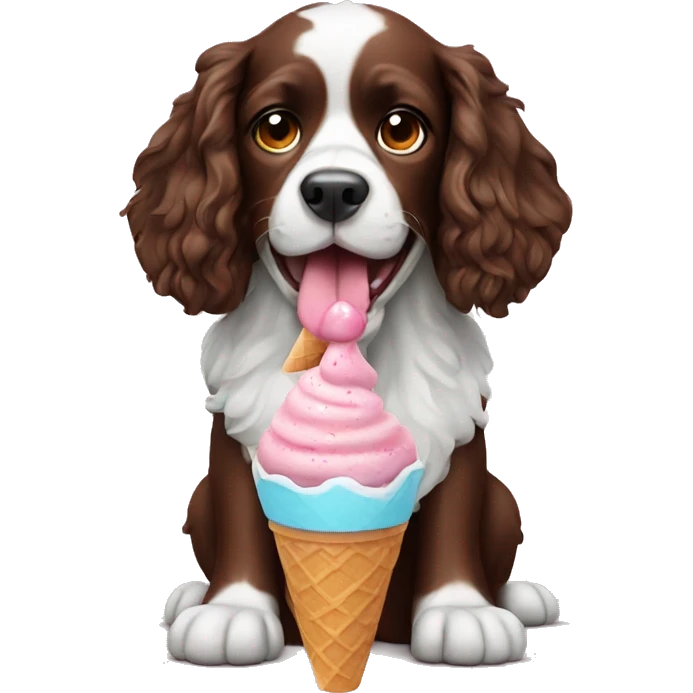 spaniel with ice cream emoji