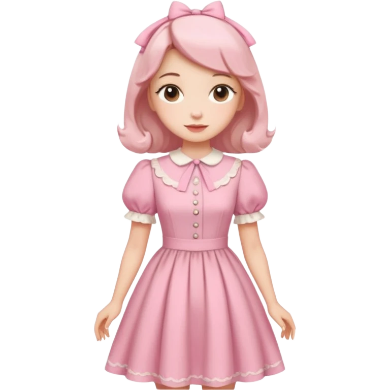 Cottagecore style ultra cute vintage material pink dress emoji