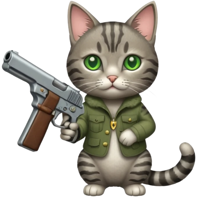 Cat holding a gun emoji