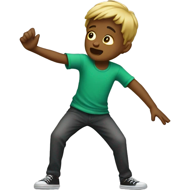 a boy doing the dab emoji
