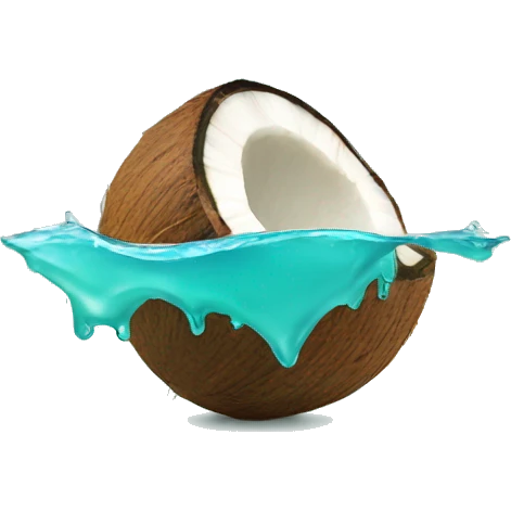 coconut with turquoise water inside emoji