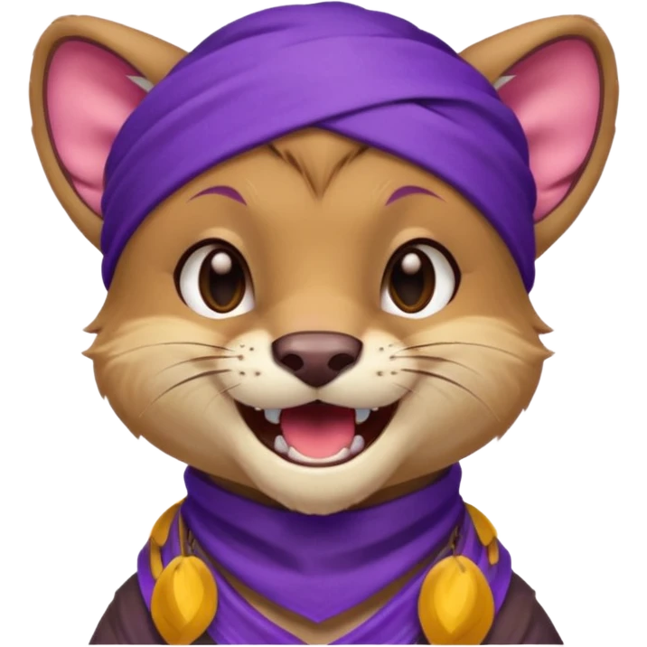 
Fossa animal wearing a purple bandana on his forehead from league of legends laughing emoticon emoji
