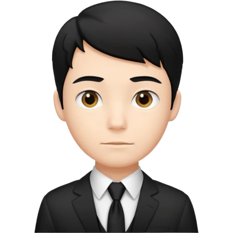 Chico con pelo negro, camisa negra y una corbata blanca emoji