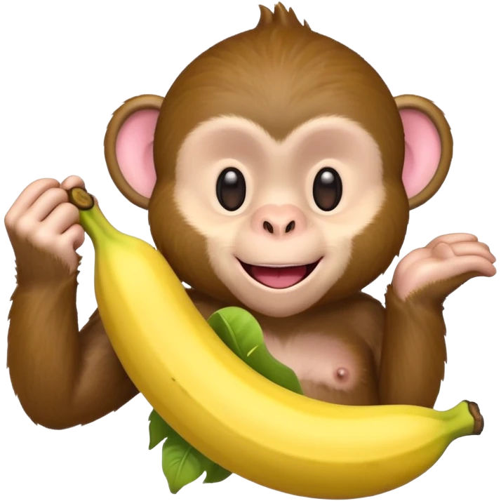 A light pink emoji monkey holding a banana emoji