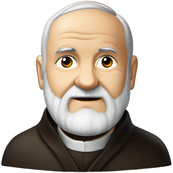 Padre Pio levant les deux mains vers le haut avec stigmates paumes ouvertes, visage de padre Pio et chapelet à la main  emoji