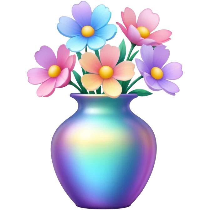 Iridescent vase with pastel flowers emoji